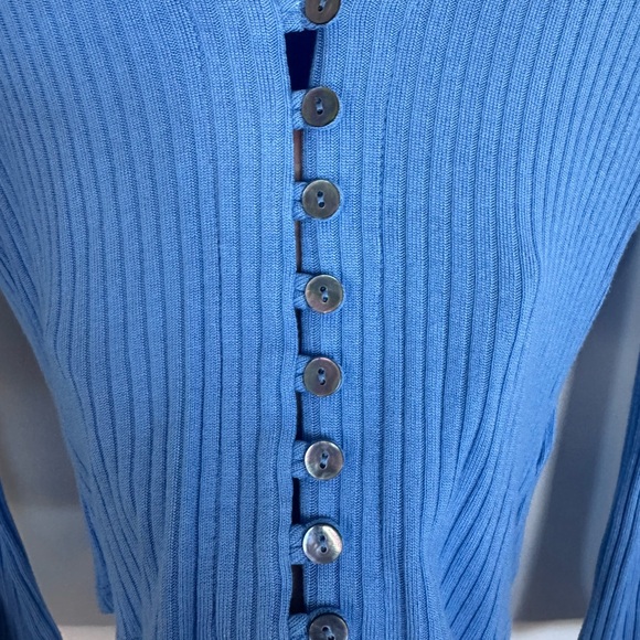 Reformation Blue Ribbed Button-Down Top - Picture 10 of 10